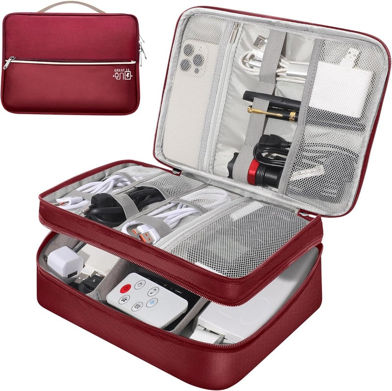 CILLA Electronic Organizer Travel Case, Travel Cord Organizer Case Portable Waterproof Cable Organizer Bag for Charger, Cord, USB, Power Bank, Earphone - Image 1